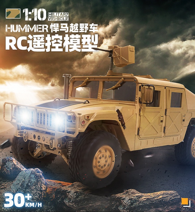 军用卡车1/10仿真模型4*4军卡P408恒冠悍马越野RC高档遥控车声光