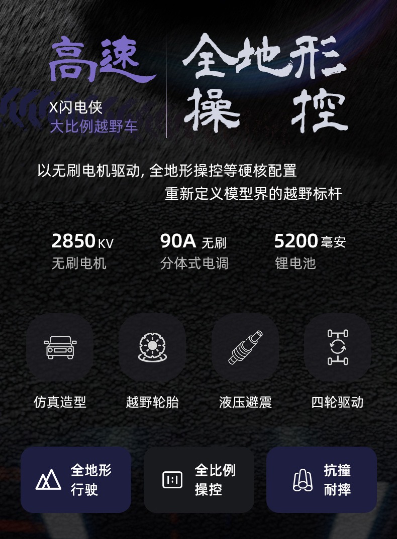 JJRC仿真全比例高速遥控赛车避震耐摔全地形遥控越野车成人玩具