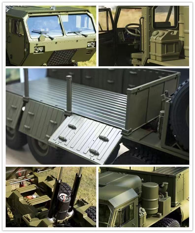恒冠1/12重型卡车P801军事模型高端遥控车军卡玩具方控16通越野车