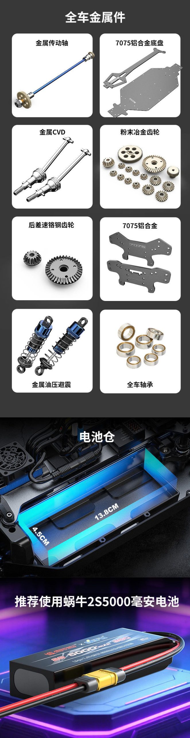 美嘉欣1:10遥控车全比例高速漂移车无刷专业拉力赛车2.4G车模玩具
