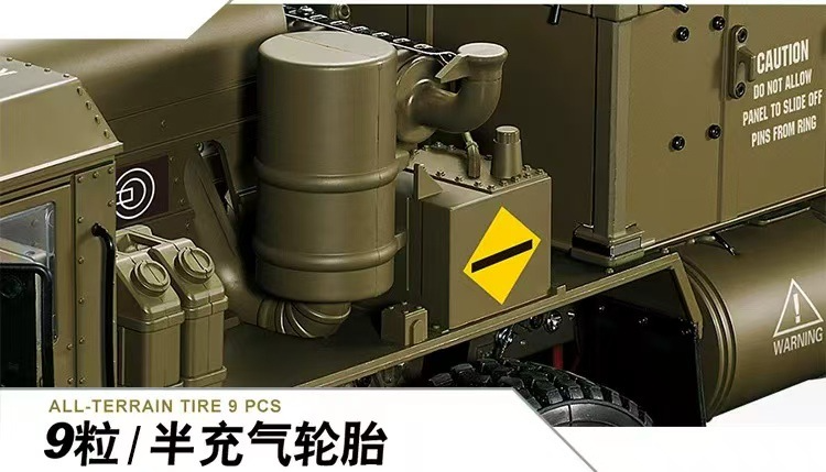 恒冠1/12重型卡车P801军事模型高端遥控车军卡玩具方控16通越野车