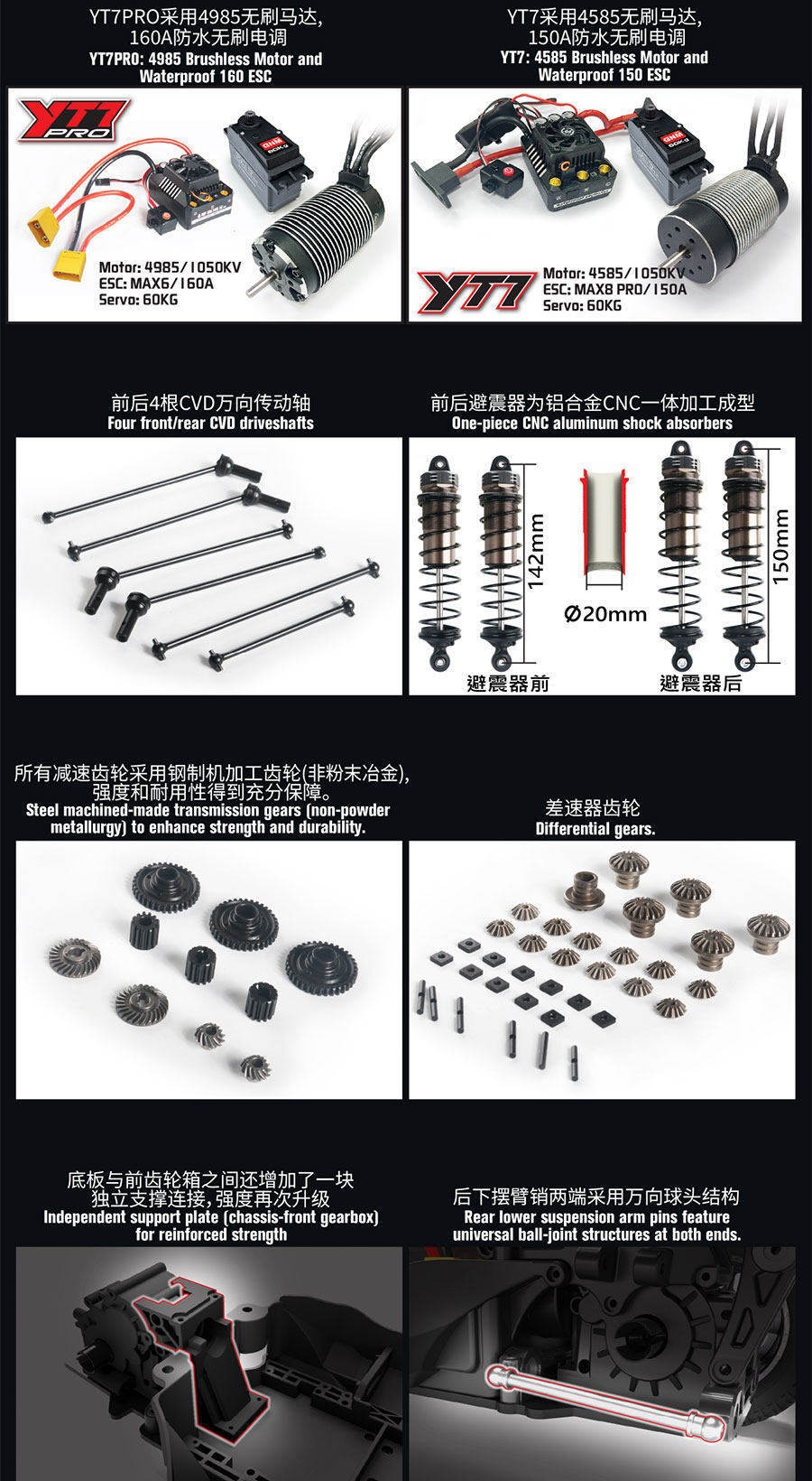易控 YK9071 YT7 PRO 1/7遥控电动四驱无刷大脚车越野车竞速卡