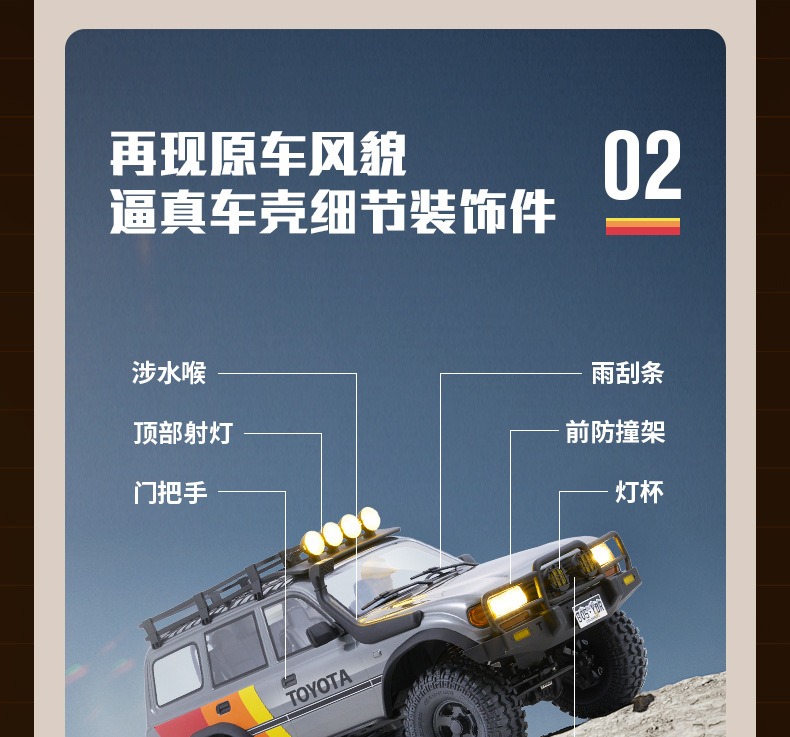FMS FCX10仿真丰田陆巡LC80攀爬车1/10遥控电动越野车双速 联动灯