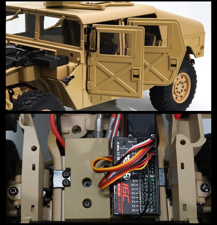 军用卡车1/10仿真模型4*4军卡P408恒冠悍马越野RC高档遥控车声光