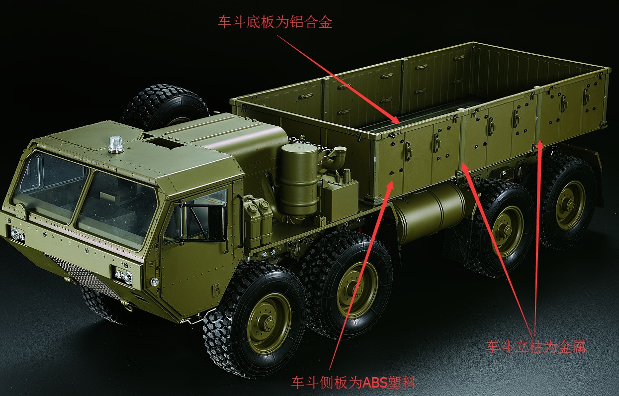 恒冠1/12重型卡车P801军事模型高端遥控车军卡玩具方控16通越野车