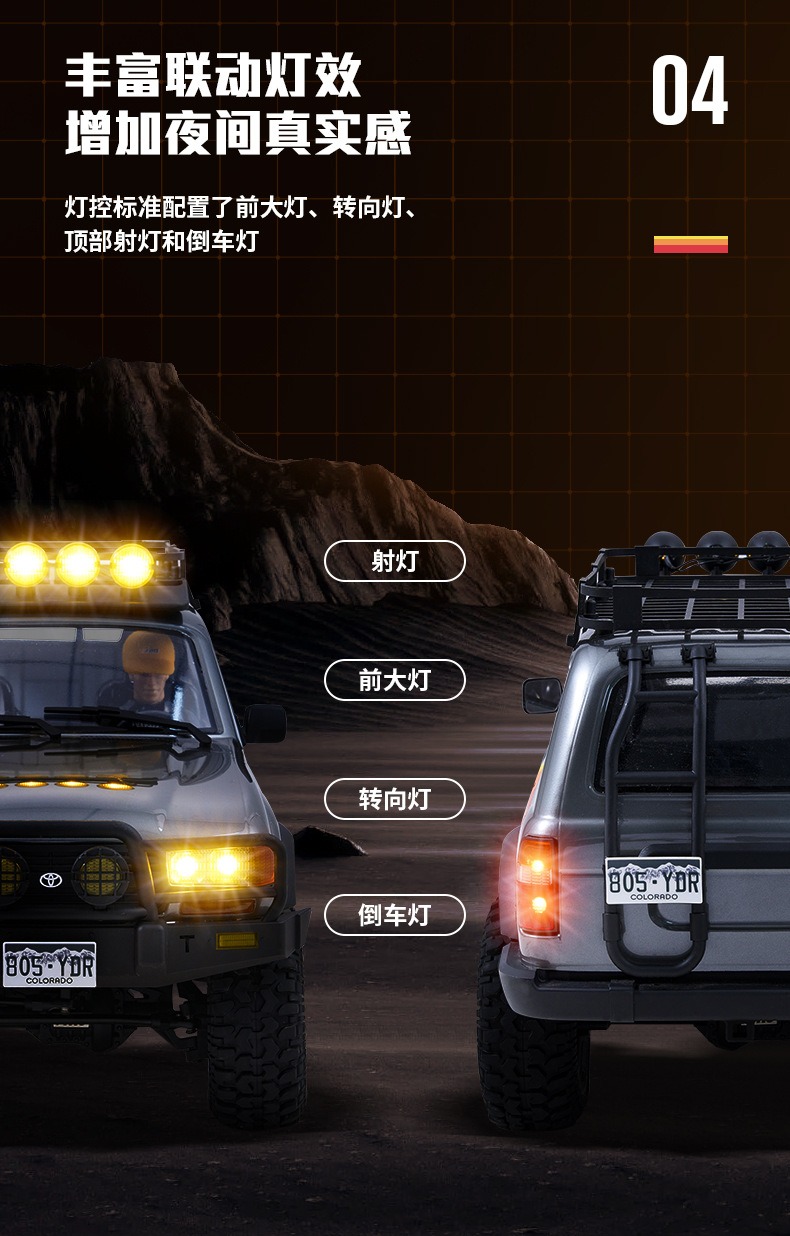 FMS FCX10仿真丰田陆巡LC80攀爬车1/10遥控电动越野车双速 联动灯
