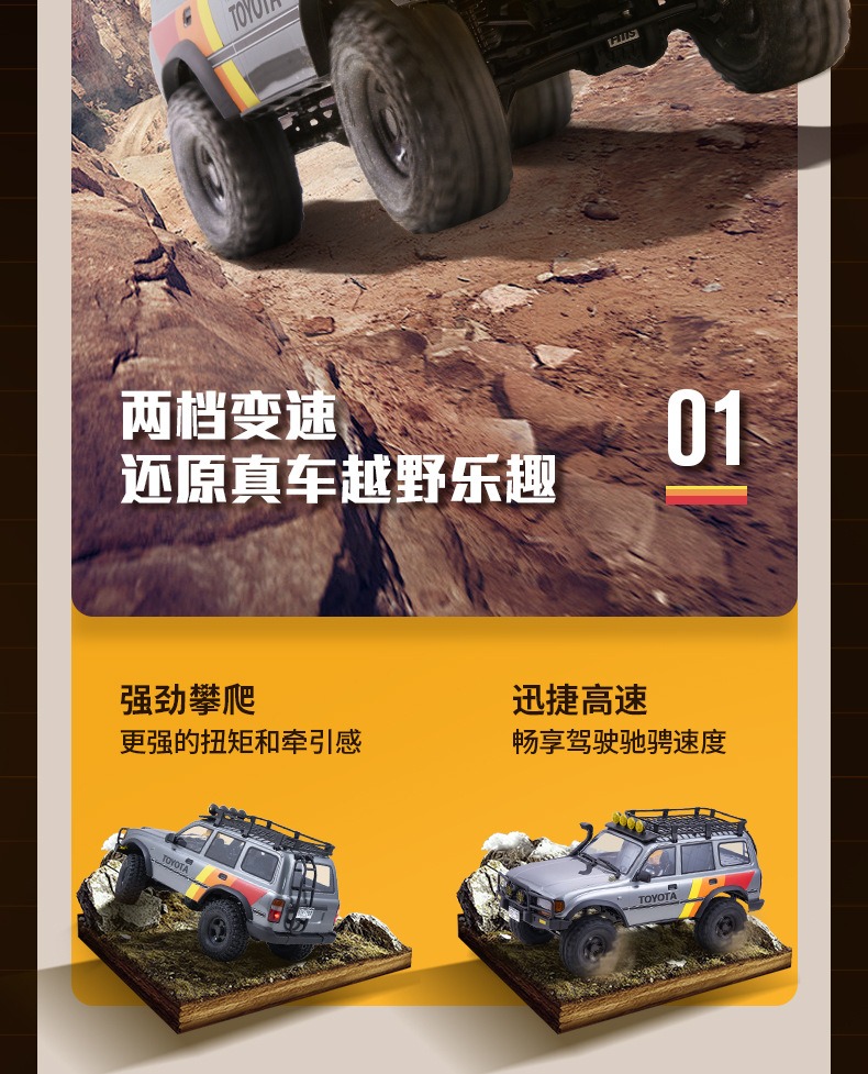 FMS FCX10仿真丰田陆巡LC80攀爬车1/10遥控电动越野车双速 联动灯