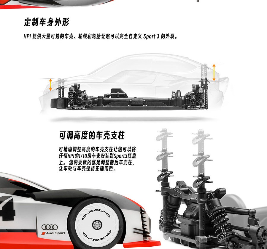 HPI 1/10 奥迪Audi e-tron Vision GT RC遥控漂移平跑车 160202