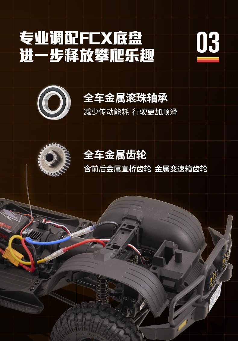 FMS FCX10仿真丰田陆巡LC80攀爬车1/10遥控电动越野车双速 联动灯