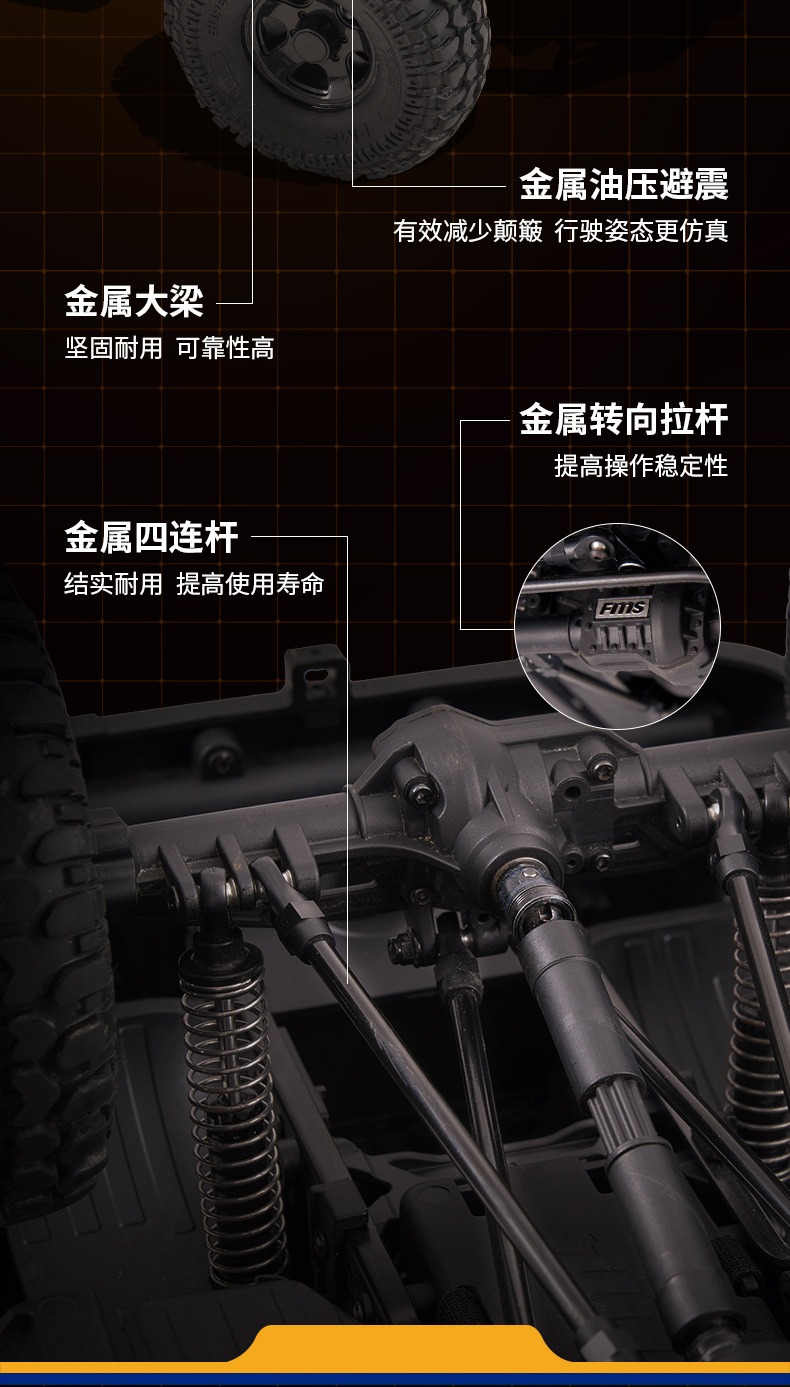 FMS FCX10仿真丰田陆巡LC80攀爬车1/10遥控电动越野车双速 联动灯