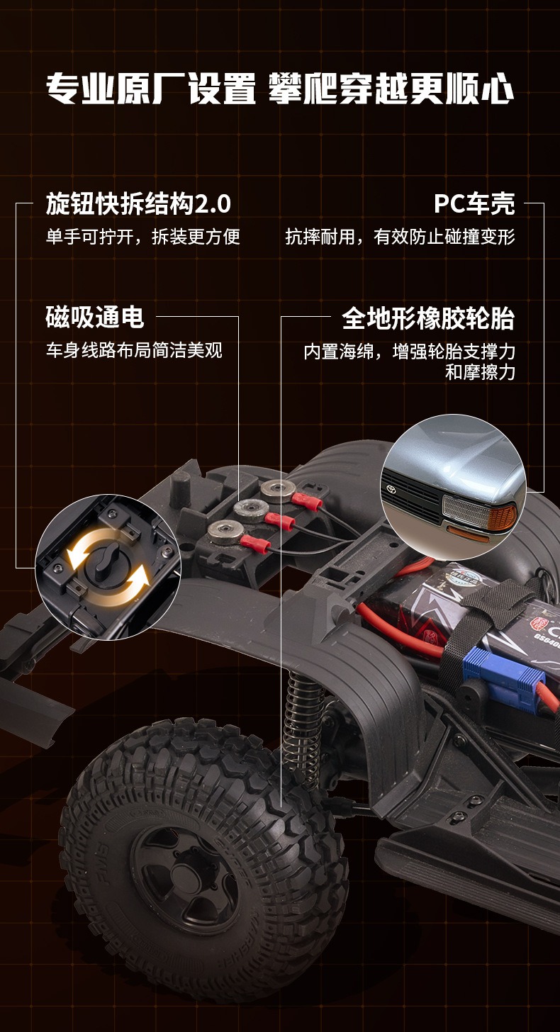 FMS FCX10仿真丰田陆巡LC80攀爬车1/10遥控电动越野车双速 联动灯