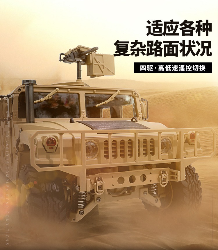 军用卡车1/10仿真模型4*4军卡P408恒冠悍马越野RC高档遥控车声光