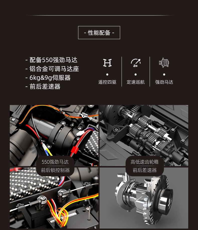 煌博R1011牧马人遥控车专业攀爬四驱越野高低速玩具车1:10 模型
