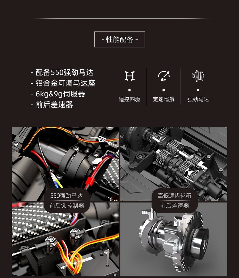 煌博R1011牧马人遥控车专业攀爬四驱越野高低速玩具车1:10 模型
