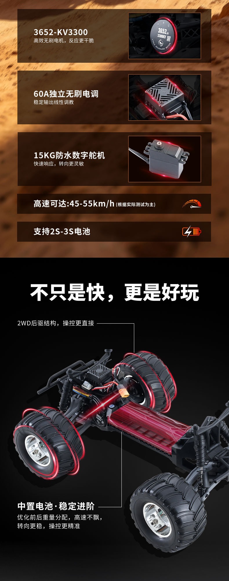 FMS 1/10福特F100无刷版大脚RC遥控模型车后驱高速越野漂移玩具